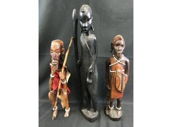 3 African Tribesmen Statues