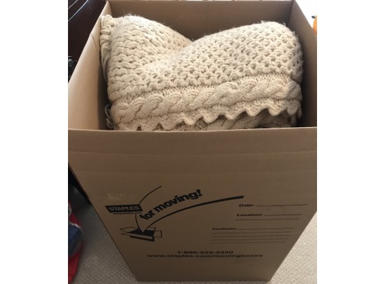 Large Moving Boxes Filled With Blankets, Spreads.