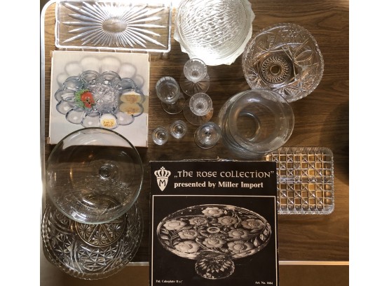 Large Lot Of Modern Glass Serving Items Etc.