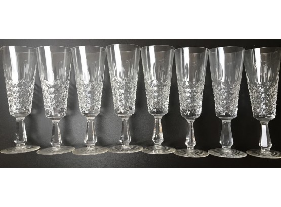 Set Of Eight Kenmare Waterford Fluted Champagnes