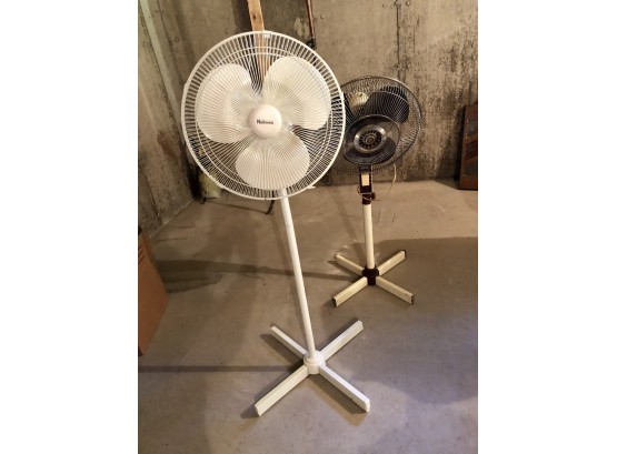 Two Electric Fans On Stands