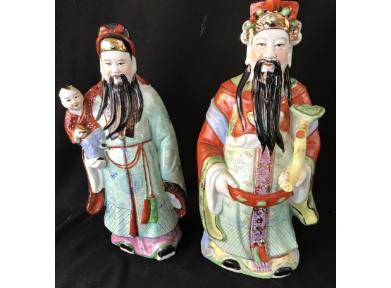 Two Chinese Immortal/ Scholar Porcelain Figurines