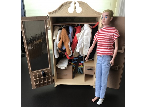 Vintage Ken Doll And Susie Goose Ken Armoire/ Clothing And Accessories