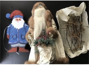 Assorted Christmas Decorations Lot N Two Santas