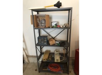 Metal Shelf In Garage With Contents