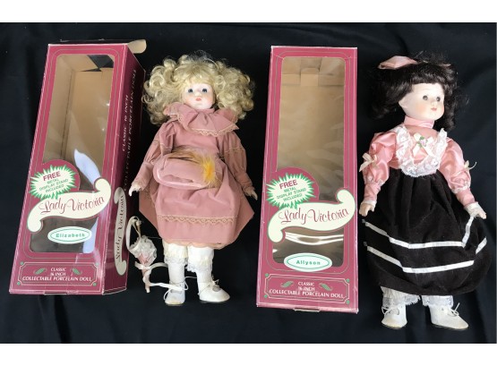Two Lady Victoria 16 Inch Porcelain Dolls