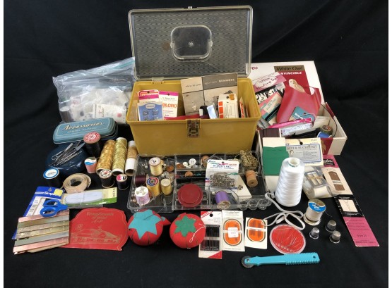 Sewing Box And Assorted Sewing Supplies