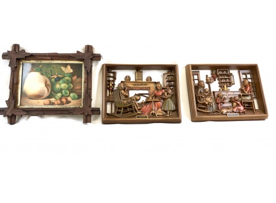 Victorian Walnut Frame & 2 Burwood Products Plaques