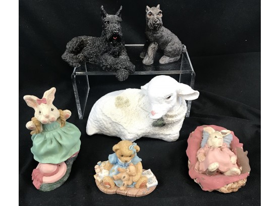 Assorted Animal Figurines, Including One Cherished Teddies.