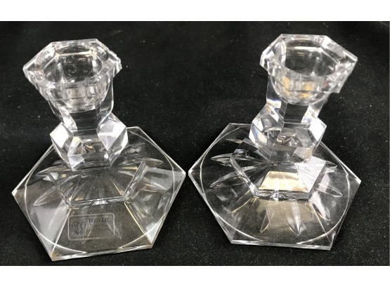 Hair Of TOWLE Lead Crystal Candleholders