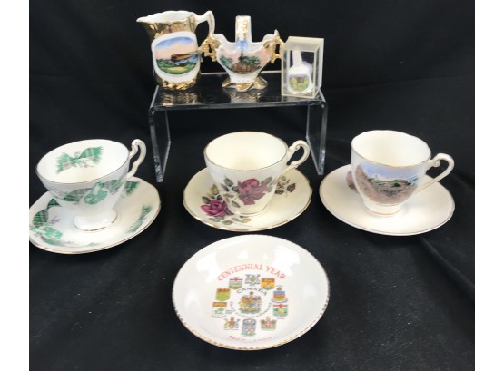 English Bone China Teacups And Canadian/English Bone China Teacups And Canadian Souvenirs.and Maine Souvenirs