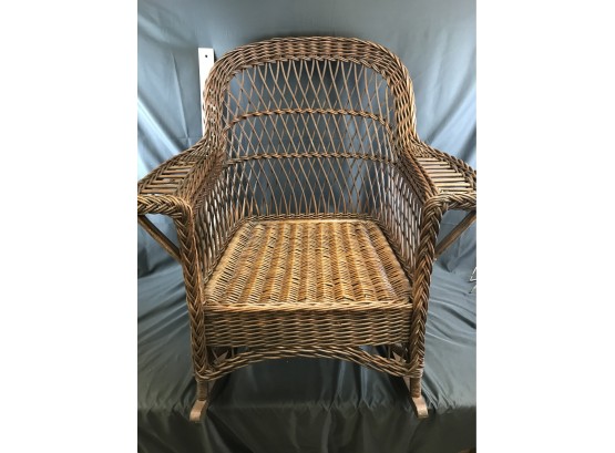 1920s Dark Brown Wicker Rocking Chair