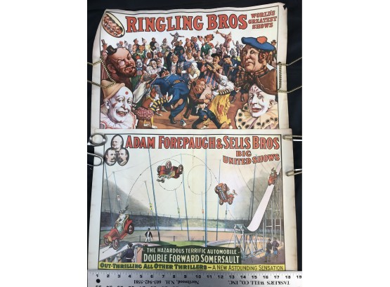 2 Vintage Mini Posters, 1960 Circus World Museum, Ringling Brothers, Adam Forepaugh And Sells Bros