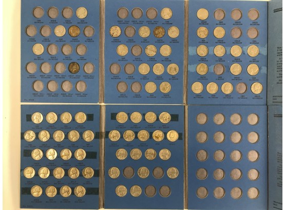 Jefferson Nickel Coin Collection 1938 To 1962+, Two Albums, Partially Filled
