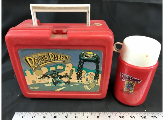 Vintage Plastic Lunchbox - Thermos Roger Rabbit, Walt Disney Company, With Thermos
