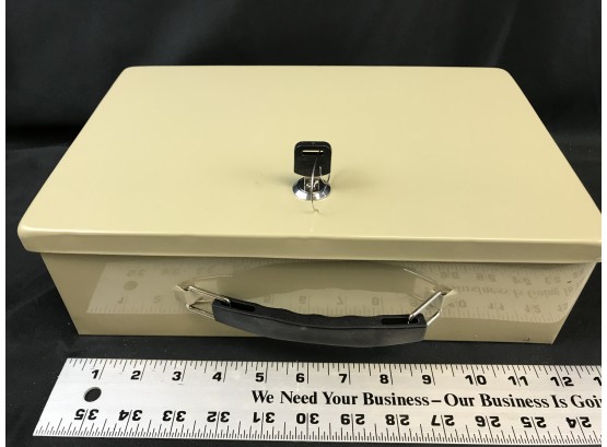 Money Lock Box With Two Keys, 12” X 8” X 4” Very Nice Condition