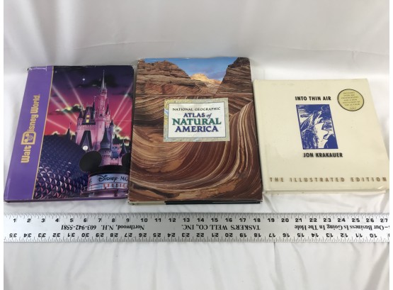 3 Hard Cover Books, Walt Disney World Vintage, Into Thin Air, National Geographic Natural Wonders
