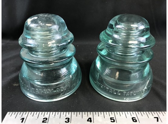 2 Glass Insulators Whitall Tatum Company Number 1