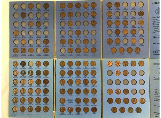 Lincoln Penny Albums Lot 1 -  1909 To 1960s Half Filled.  Wheaties, Steel