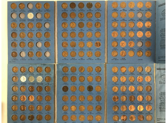 Lincoln Penny Albums Lot 2 -  1941 To 1974, 99% Filled.  Wheaties, Steel