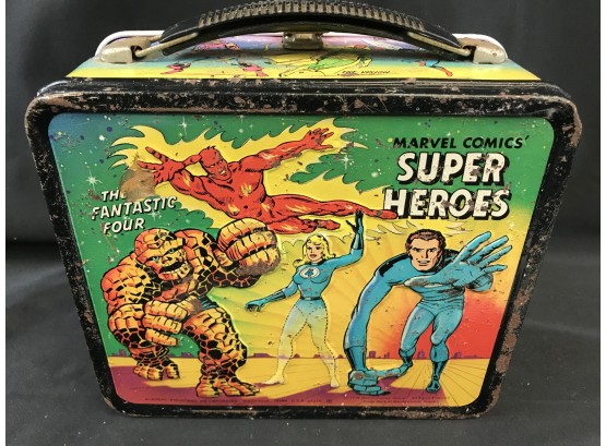 Vintage Marvel Comics Superheroes Metal Lunchbox, The Fantastic Four, Spiderman, Four, Captain America