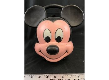 Vintage Plastic  Lunchbox - Mickey Mouse Head With Handle , Aladdin, No Thermos, The Walt Disney Company