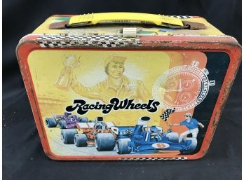 Vintage Metal Lunchbox - Racing Wheels, No Thermos