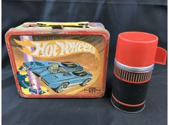 Vintage Metal Lunchbox - Hot Wheels, Metal Thermos, WT Grant Company