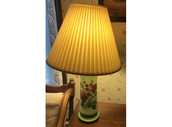 Vintage Ceramic Lamp With Pleated Shade