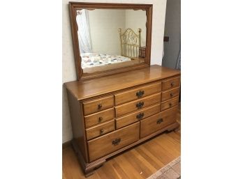 Modern Maple Dresser, Mirror, Side Table.