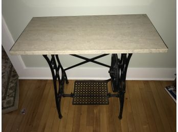 Antique Treadle Sewing Machine Base With Marble Top Added