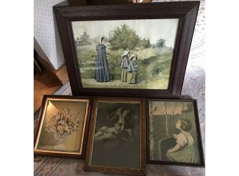 Vintage Framed Art, Four Items