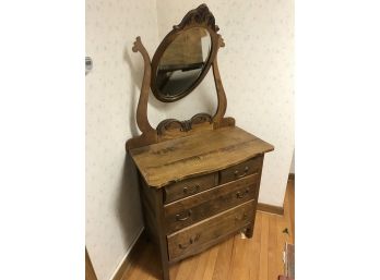 Vintage Three Drawer Dresser With Mirror