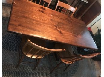 Trestle Leg  Table And Four Thumback  Style Chairs