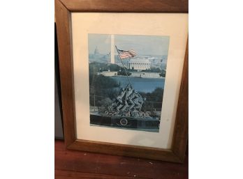 Framed Photo Of  Iwo Jima Memorial Looking Out Over Lincoln Memorial