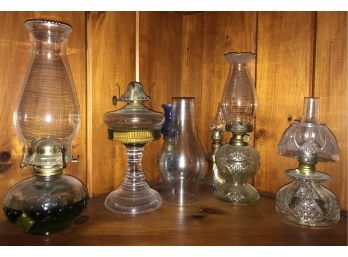 Assorted Antique And Vintage Oil Lamps, Including EAPG