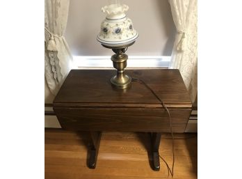 Small Drop Leaf Trestle Table, And Lamp