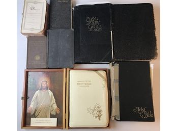 Stack Of Old Bibles And Prayer Book
