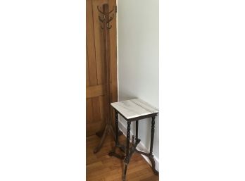 Standing Coat Rack/marble Top Table