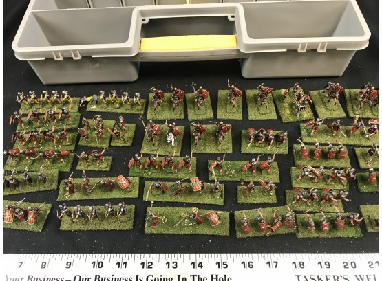Lot 9  -  Hand Painted Military Soldier Figures - Romans  -  With Organizer Toolbox