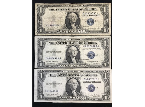 3 One Dollar Silver Certificates, 1935