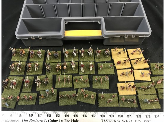 Lot 8  -  Hand Painted Military Soldier Figures - Ancient Britons First Century -  With Organizer Toolbox