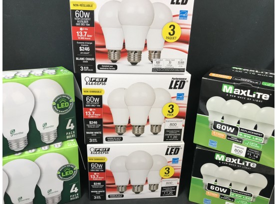 25 LED 60 W Equivalent Bulbs, All New In Packages