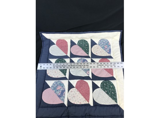 Small Heart Handmade Quilt, Approximate Size 25” X 25