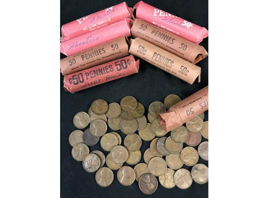 $4 Worth Of Rolled Wheat Pennies, Rolls Have Not Been Gone Through