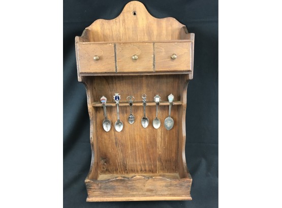 Souvenir Spoon Cabinet With 6 Spoons