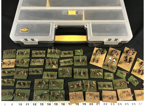 Lot 3  -  Hand Painted Military Soldier Figures - Ancient Britons 60 AD -  With Organizer Toolbox