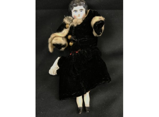 19th Century Doll With China Head Hand And Feet. Approximately 6 Inches Tall