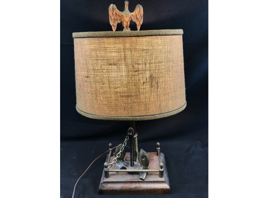 Anchor Lamp, Made Of Wood And Metal With Eagle On Top, Tested Works