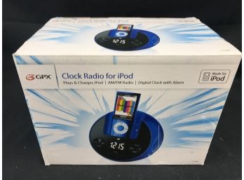 GPX Clock Radio For IPod, New In Box